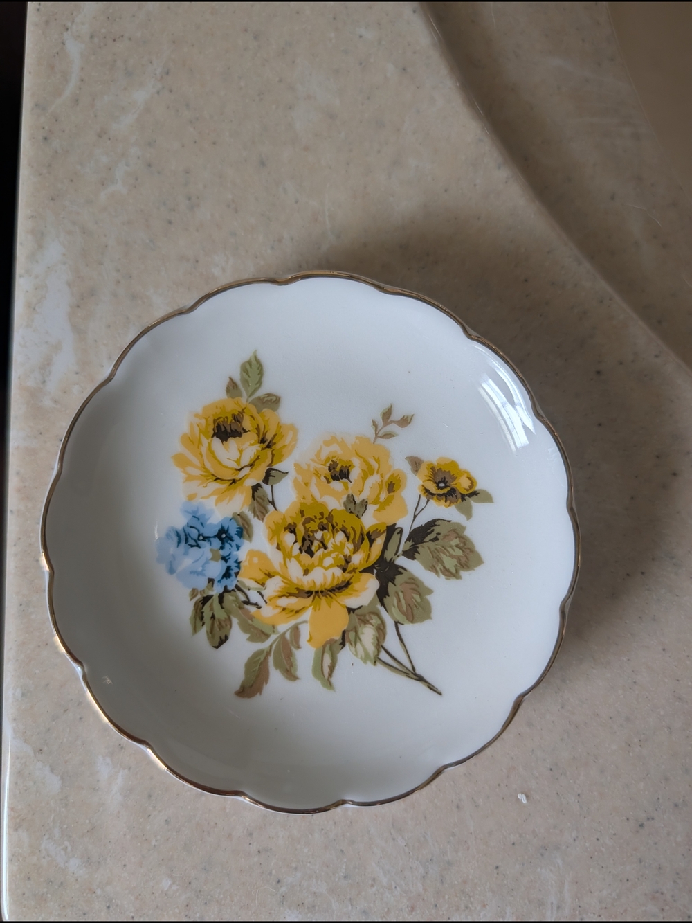 Francesca's Yellow & Blue Floral Porcelain Trinket Dish